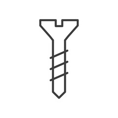 Self tapping screw line icon. Repair and build outline pictogram. Vector isolated on white.	