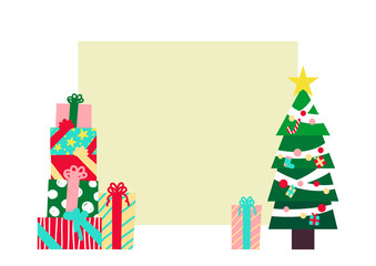 モミの木とプレゼントのクリスマスイラスト