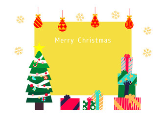 モミの木とプレゼントのクリスマスイラスト