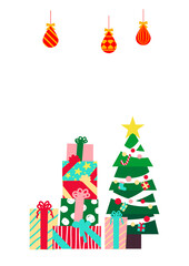 モミの木とプレゼントのクリスマスイラスト