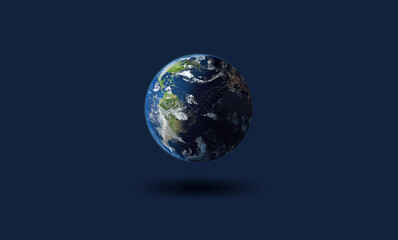 Fototapeta na wymiar earth planet with city lights in the dark side - 3D rendering Maps from Nasa : https://visibleearth.nasa.gov/collection/1484/blue-marble