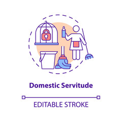 Domestic servitude concept icon. Domestic slavery abstract idea thin line illustration. Forced cleaning service. Work without payment. Vector isolated outline color drawing. Editable stroke