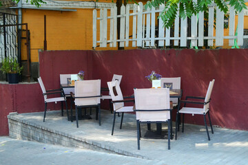 table and chairs in a restaurant