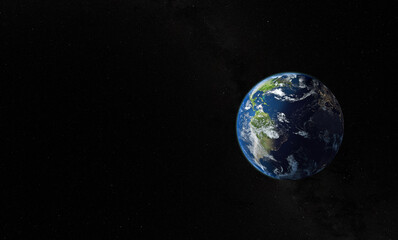 earth planet with city lights in the dark side - 3D rendering
Maps from Nasa : https://visibleearth.nasa.gov/collection/1484/blue-marble