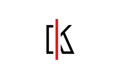 black red K line alphabet letter icon logo. Creative design for company