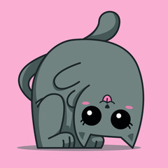 sticker gray cat character for kids cute animal