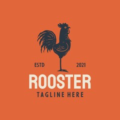 Rooster, chicken, hen, silhouette. Vintage retro Rooster logo design illustration © Weasley99