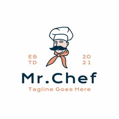 Retro Chef / Restaurant logo design inspiration vector icon illustration