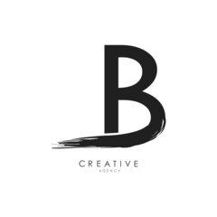
Letter B Brushstroke Logo Design. Black Paint Logo Letter Icon with Elegant Circle Vector Design.
