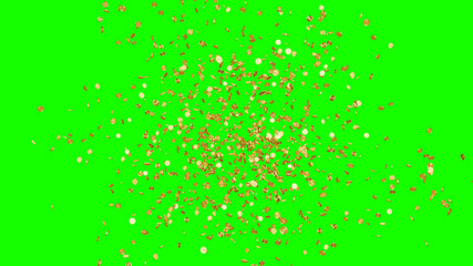 Explosion moment of gold coins with dollar sign on black background