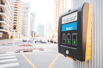A device for switching the traffic light signal and a safe pedestrian crossing on a busy and...