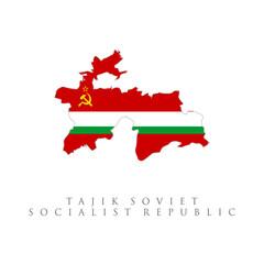 Tajik soviet socialist republic flag map. isolated on white background