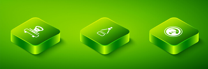 Set Isometric Drawing compass, Speedometer and Scales icon. Vector