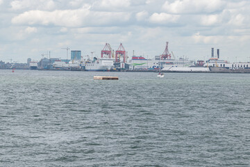 Fototapeta premium View Oof Dublin port from Poolbeg walk site .