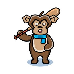 Obraz na płótnie Canvas cartoon animal cute monkey holding a golf stick