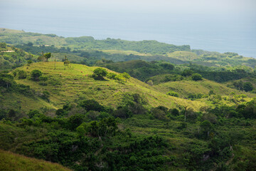 Beautiful green slopes on the island of Nusa Penida