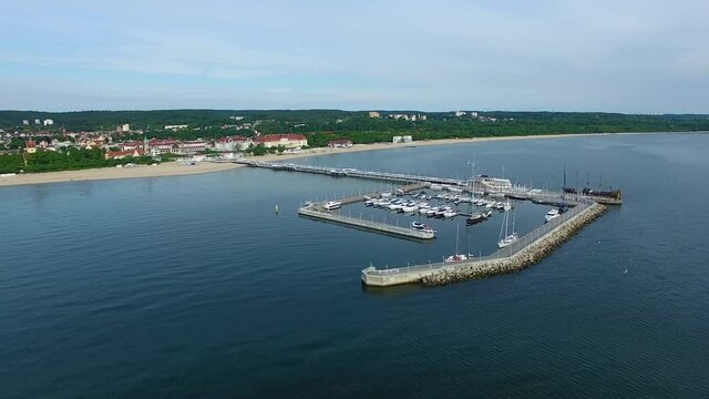 Aerial view of the marina bay in Sopot, Poland