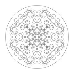 Mandala. Hearts and spirals. Coloring page. Art Therapy. 