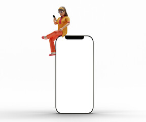 Smartphone blank screen, phone mockup, 3d illustration