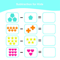 Counting Game for Preschool Children. Math Worksheet for Preschool. Geometric shapes theme. Educational printable math worksheet. Additional math for kids. Vector illustration.