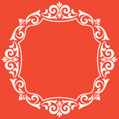 Decorative frame Elegant vector element for design in Eastern style, place for text. Floral pink and white border. Lace illustration for invitations and greeting cards