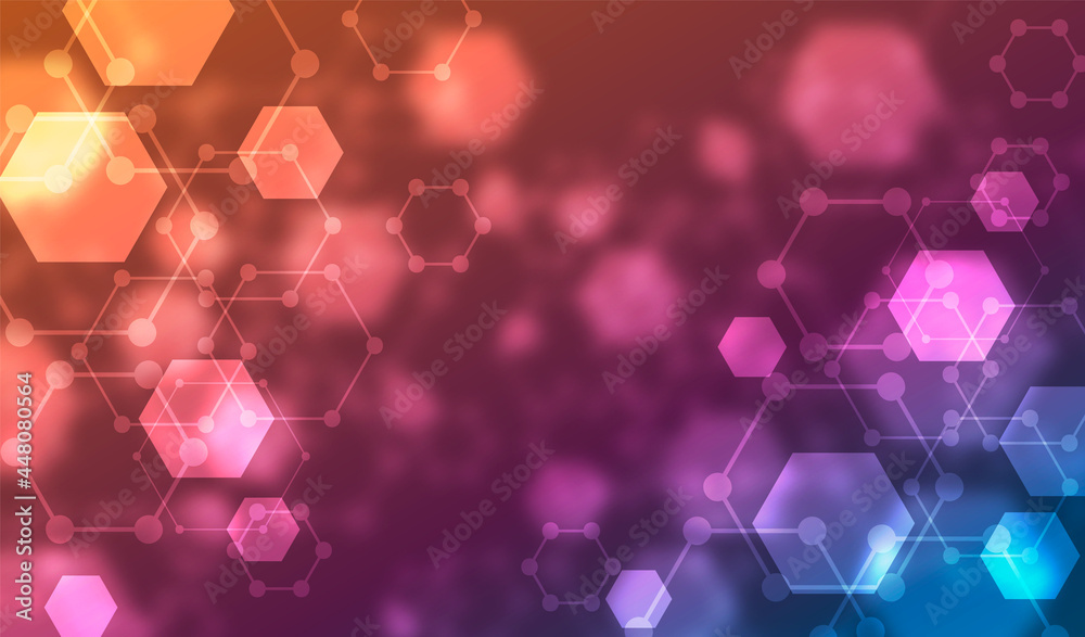 Poster grid honeycomb network concept colorful vector illustration. futuristic technology hexagon ripple pl