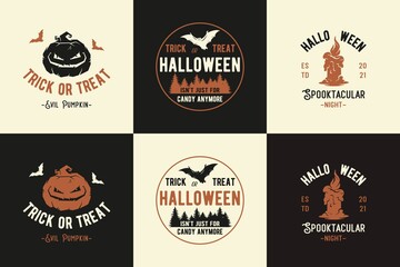 Obraz premium Halloween set of designs for spooky mystery holiday. Fear elements for halloween night. Evil horror of graphic design for witchcraft of happy halloween
