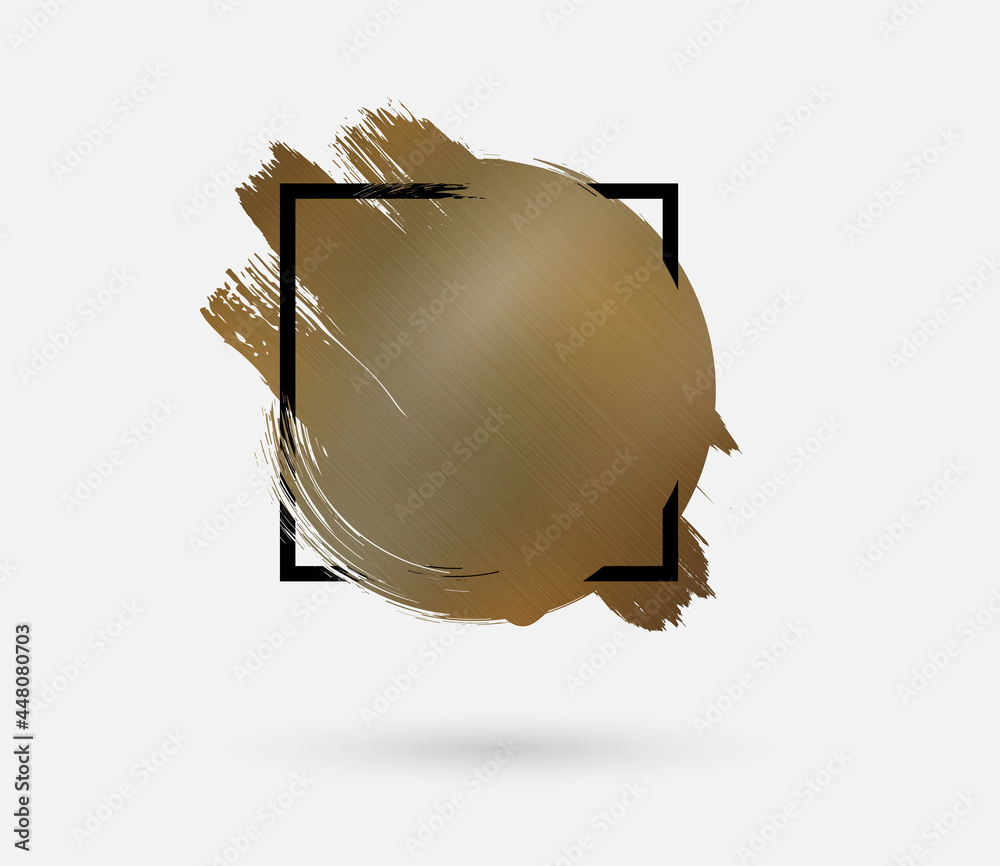 Poster vector golden brush stroke, brush, line or texture. dirty artistic design element, box, frame or bac