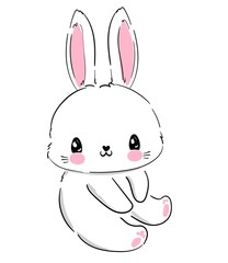 Hand Drawn Cute Bunny. Print design rabbit. Children Print on t-shirt. Vector illustration