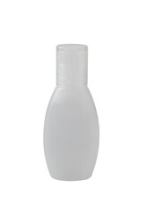 white small cosmetic bottle without label isolated on white background