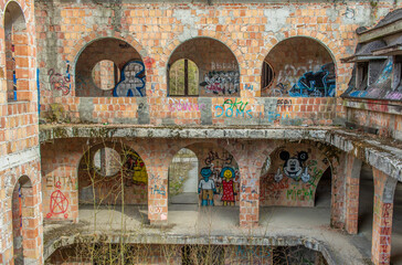 Łapalice, Poland - built in 1983 but never finished, the ruins of Łapalice Castle are an...