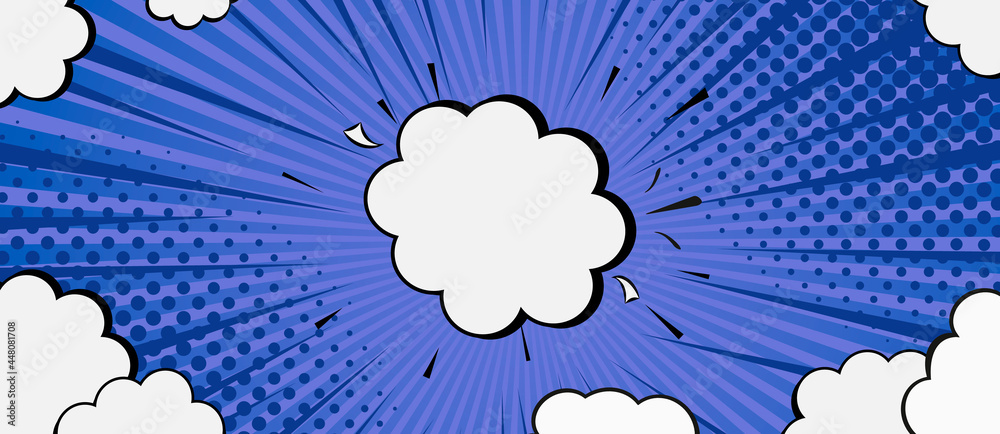 Poster speech bubble in pop-art style. comics retro background with halftone corners. vector illustration