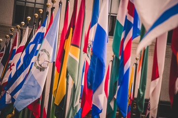 Colorful flags of various countries of the world