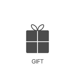 Gift box line icon Festive package, wrapping with bow, ribbon