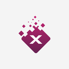 Letter X Logo. X Vector Letter Design with square.