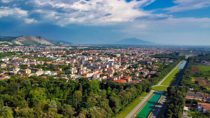 Caserta, Italy. Aerial view of the city from the famous Reggia.