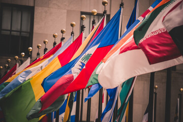 Colorful flags of various countries of the world