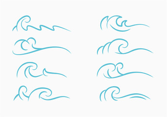 Fototapeta na wymiar Set of waves vector illustration