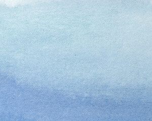 Abstract blue gradient color aquarelle paint background. Hand drawn seafloor watercolor texture backdrop.