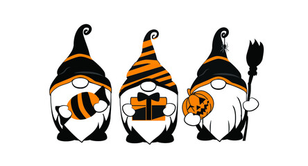 Witches Gnomes. Halloween Party Vector Illustration. Trick or Treat.