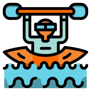 kayaker lifting barbell in water clip art preview