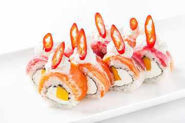 sushi on the white background