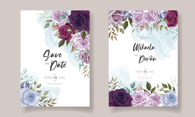 Beautiful wedding invitation card with floral ornament