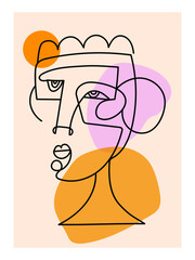 Line art abstract face character vector illustration. Artistic drawing,sketch,outline.