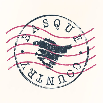 Basque Country, Spain Stamp Map Postal. Silhouette. Passport Round Design. Vector Icon. Design Retro Travel National Symbol.