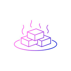 Aromatic tofu cheese on a plate outline icon. Taiwanese traditional food. Isolated vector stock illustration