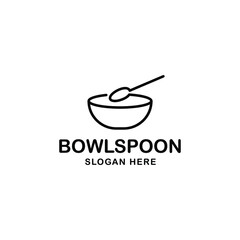 Spoon bowl line art design for food or restaurant logo design vector