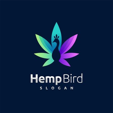 Hemp logo with bird concept, Hemp bird logo design