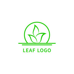 Leaf on circle design for plant nursery logo