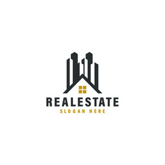 roof top and building design for real estate logo design vector